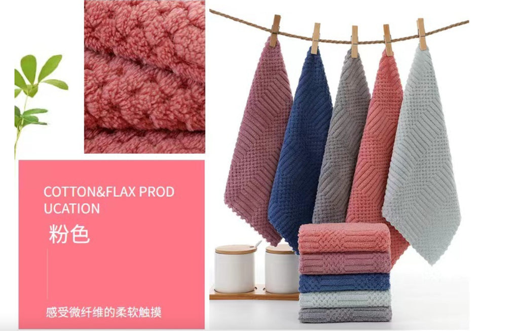 5pcs/pack 30cmx30cm coral fleece square towel soft absorbent kitchen cleaning tool dish cloth scouring pad
