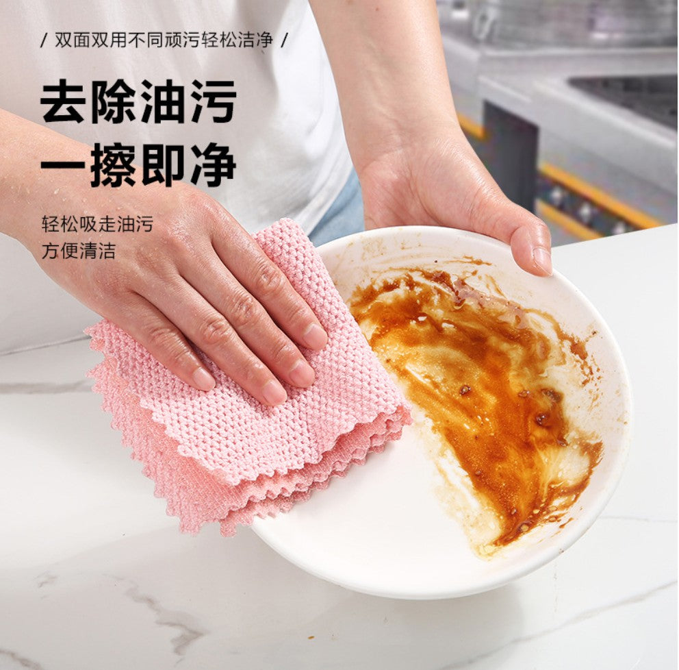 5pcs/pack 30cmx30cm coral fleece square towel soft absorbent kitchen cleaning tool dish cloth scouring pad